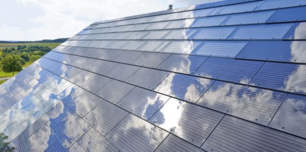 Smooth Tesla Solar Shingles on a Roof
