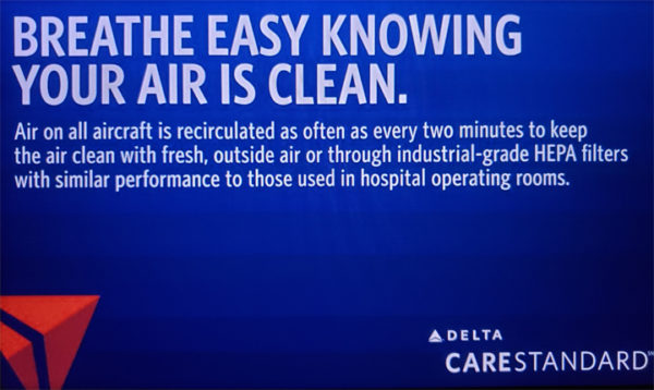 Delta Air Quality Notice Screen